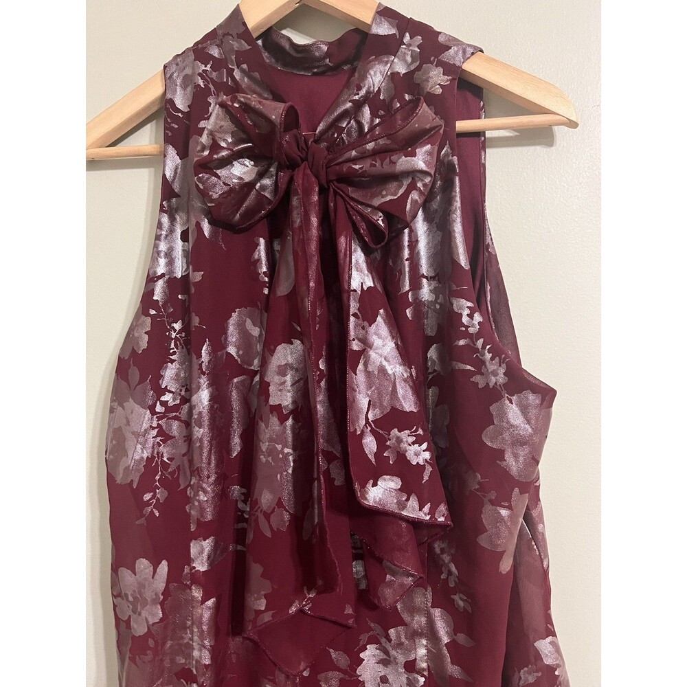 Women's  Robbie Bee Petite Floral Metallic Mock-Neck A-Line Dress Size 14 - Picture 6 of 9